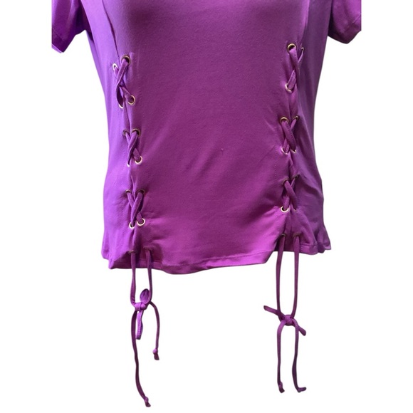 Plus Size. Vibrant Purple Short Sleeve Top, 4X - Picture 4 of 6